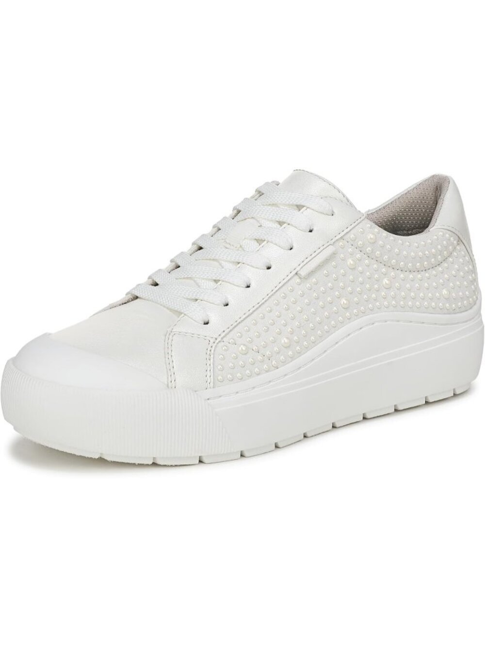 Women White Pearls Comfortable Boot Slip On Fashion Sneaker Lace Up Casual Shoe